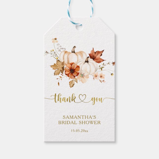 Étiquettes-cadeau Terracotta Gold Rust Fall Fête des mariées Favoris (Devant)