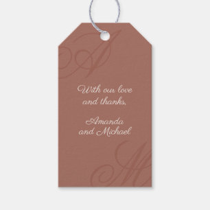 Étiquettes-cadeau Terracotta Moderne Edge Élégant Mariage Monogramme
