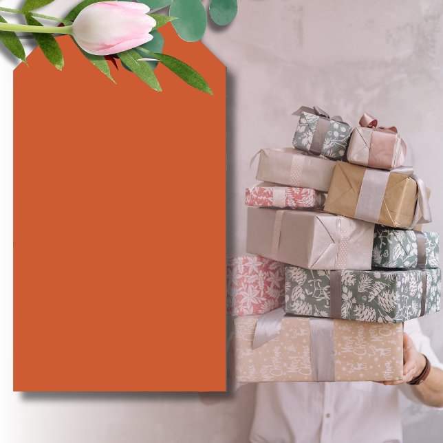 Étiquettes-cadeau Terracotta Orange Solide Couleur Chaleureuse & Con (Créateur téléchargé)
