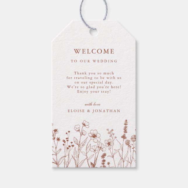 Étiquettes-cadeau Terracotta Rustic Floral Automne Fleur sauvage Mar (Devant)