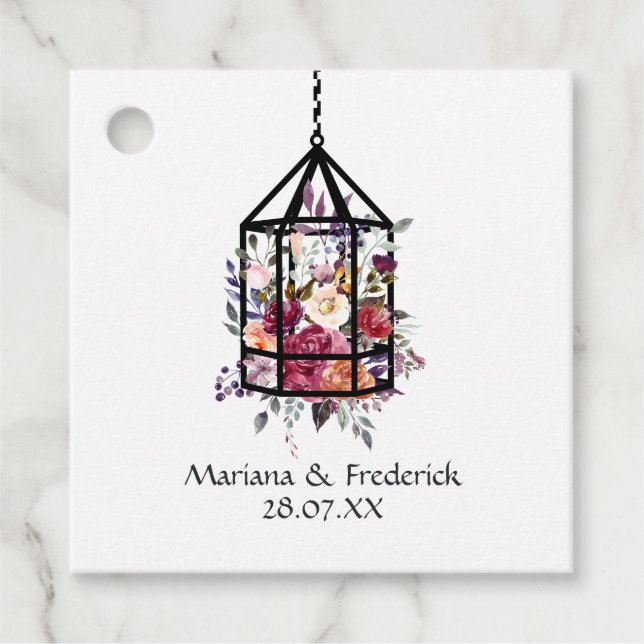 Étiquettes Cadeau Terrarium de mariage de jardin floral pastel rusti (Devant)