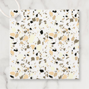 Étiquettes Cadeau Terrazzo Motif main tiré Sepia minimal