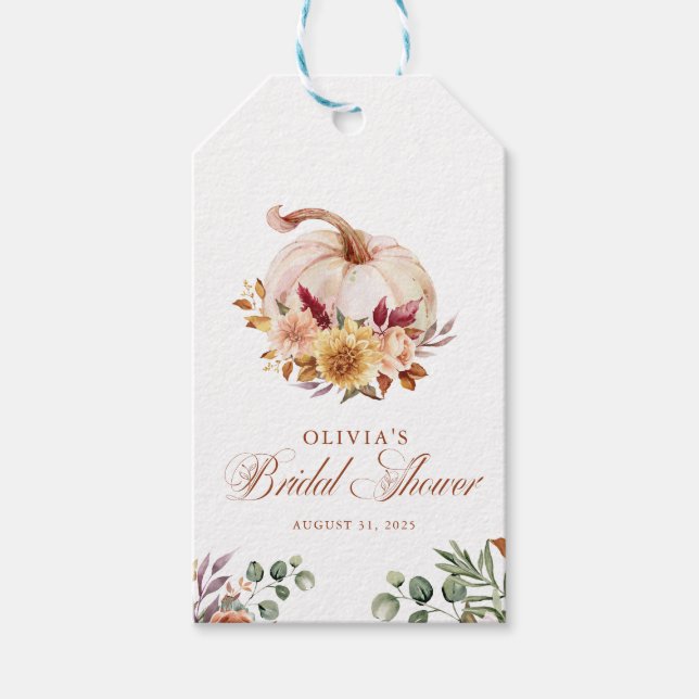 Étiquettes-cadeau Terre cuite rouille Fleurs d'herbe de la pampa et  (Devant)