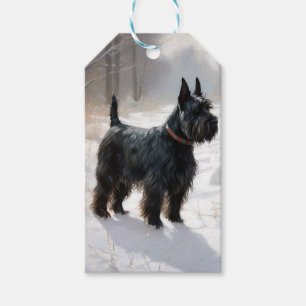 Étiquettes-cadeau Térrier Écossais Noël Laissez Tomber la Neige