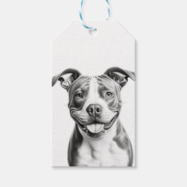 Étiquettes-cadeau Terrier Pitbull personnalisable (Devant)
