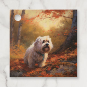 Étiquettes Cadeau Terrier tibétain à l'automne Feuilles automne Insp