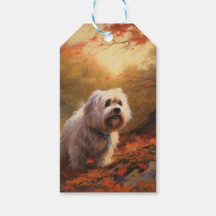 Étiquettes-cadeau Terrier tibétain à l'automne Feuilles automne Insp