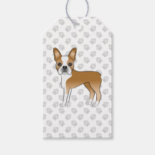 Étiquettes-cadeau Tervueren et Boston Terrier blanc dessin animé chi