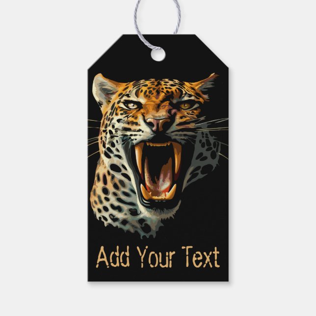 Étiquettes-cadeau Tête d'attaque du léopard (Devant)
