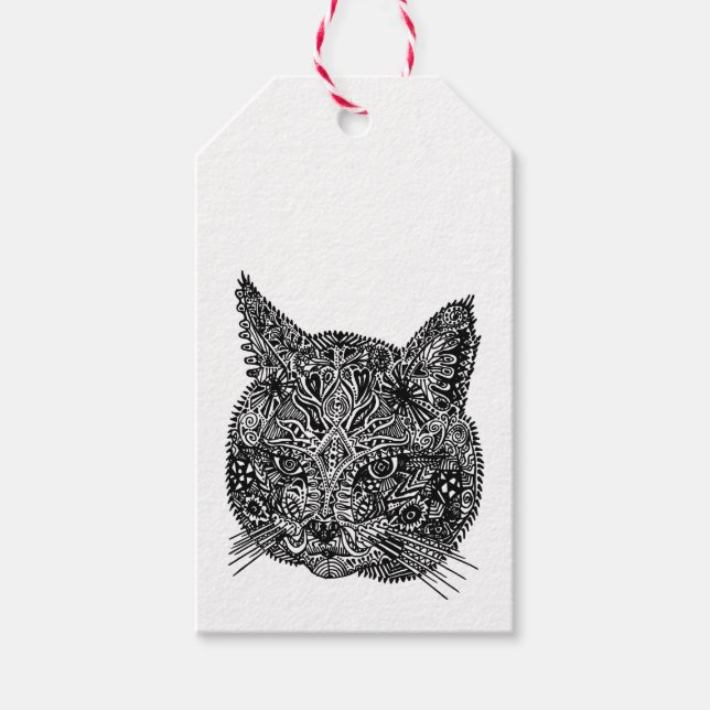 Étiquettes-cadeau Tête de chat décorative (Devant)