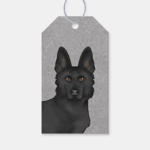 Étiquettes-cadeau Tête de chien allemand noir mignonne de près Gris