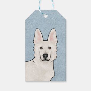 Étiquettes-cadeau Tête de chien de berger blanc suisse dessin animé