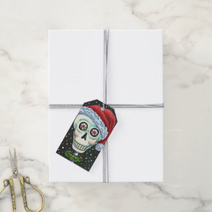 ÉTIQUETTES-CADEAU TÊTE MORTE PÈRE NOËL SKULL, HUMOUR SKELETON DE NOË