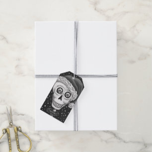 ÉTIQUETTES-CADEAU TÊTE MORTE PÈRE NOËL SKULL, HUMOUR SKELETON DE NOË