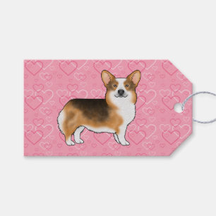Étiquettes-cadeau Tête rousse Tri Pembroke Welsh Corgi Amour Rose