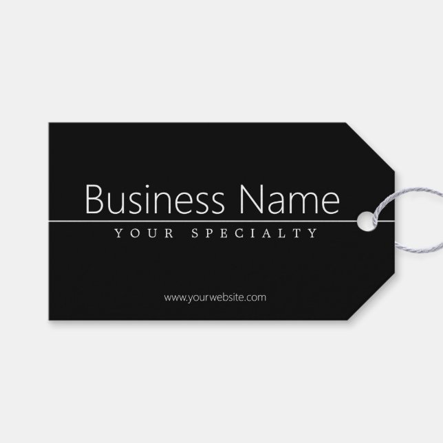 Étiquettes-cadeau Texte blanc classique simple en noir (Devant (Horizontal))
