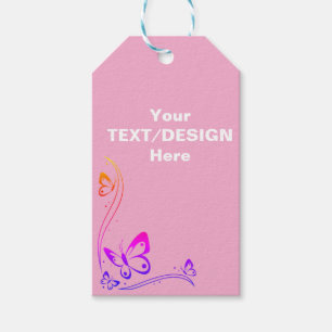 Étiquettes-cadeau Texte / Conception personnalisée avec papillon