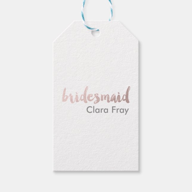 Étiquettes-cadeau texte d'aide d'entrée en or faux rose moderne (Devant)