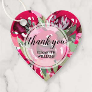 Étiquettes Cadeau Texte de remerciement floral aquarelle