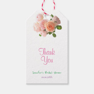 Étiquettes-cadeau Texte de remerciement manuscrit Roses aquarelle mo