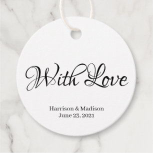 Étiquettes Cadeau Texte de script noir personnalisé Mariage étiquett