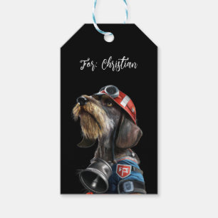 Étiquettes-cadeau Texte du chien de cheveu de pompier