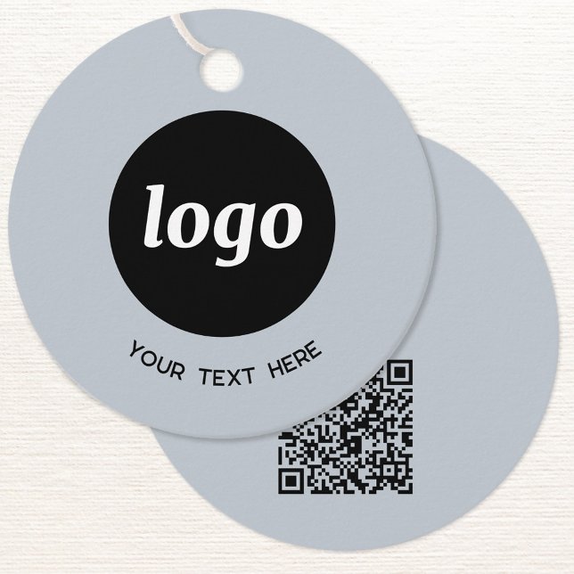 Étiquettes Cadeau Texte du logo simple et codes QR Balises de prix d (Logo, custom text and QR code business price tags)