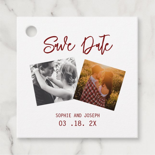 Étiquettes Cadeau Texte et photo simple et élégant | Mariage de code (Devant)