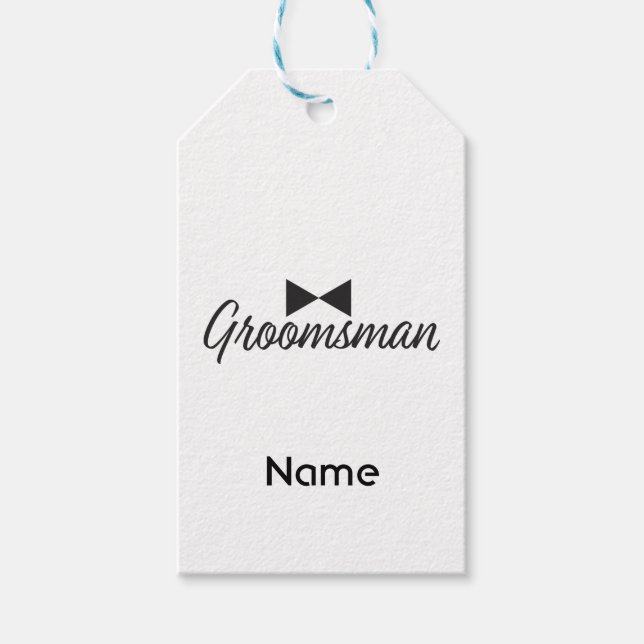 Étiquettes-cadeau Texte Groomsman et cravate Bow (Devant)