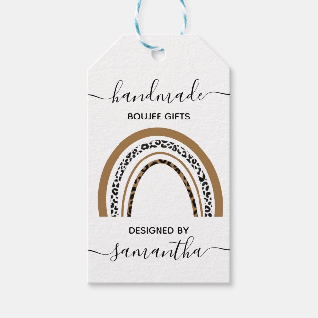 Étiquettes-cadeau Texte modifiable arc-en-ciel Empreinte de léopard  (Devant)