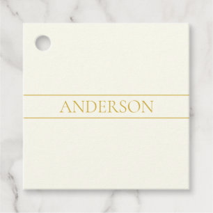 Étiquettes Cadeau Texte personnalisable élégant simple   Or blanc ca