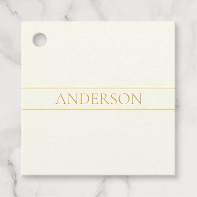 Étiquettes Cadeau Texte personnalisable élégant simple | Or blanc dé (Devant)