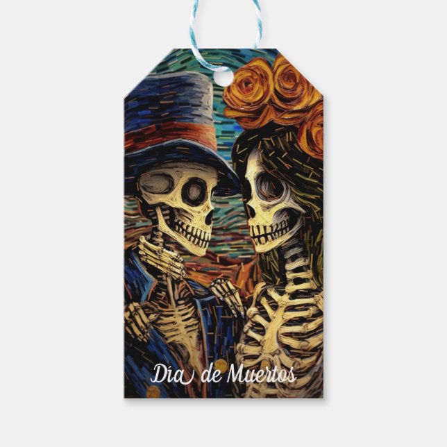 Étiquettes-cadeau Texte personnalisé 💀 La Calavera Catrina avec fle (Devant)