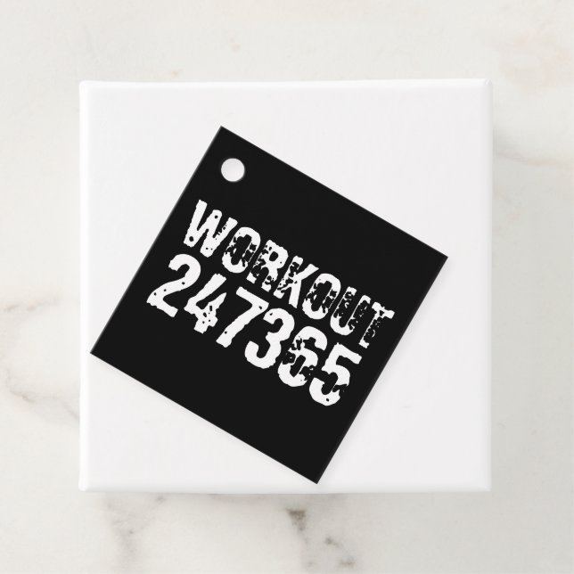 Étiquettes Cadeau Texte usé et rayé Workout 247365 blanc (En situation)