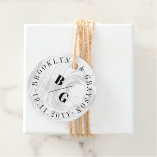 Étiquettes Cadeau Texture Bois Rustique Blanc Mariage Hivernal Chic