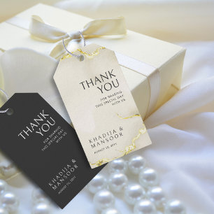 Étiquettes-cadeau Texture de marbre à feuille d'or Mariage Merci
