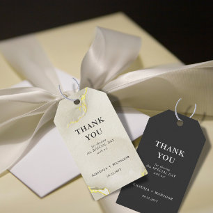 Étiquettes-cadeau Texture de marbre à feuille d'or Mariage Merci