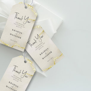 Étiquettes-cadeau Texture de marbre à feuille d'or Mariage Remerciem