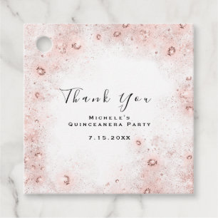 Étiquettes Cadeau Than You Mariage 16ème Quinceanera Blanc Confettis