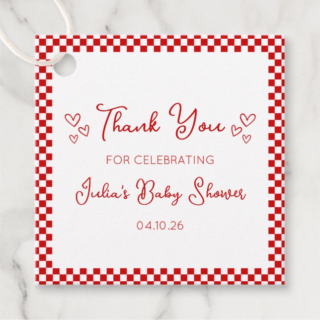 Étiquettes Cadeau Thank You Italian Red Baby or Bridal Shower  (Devant)