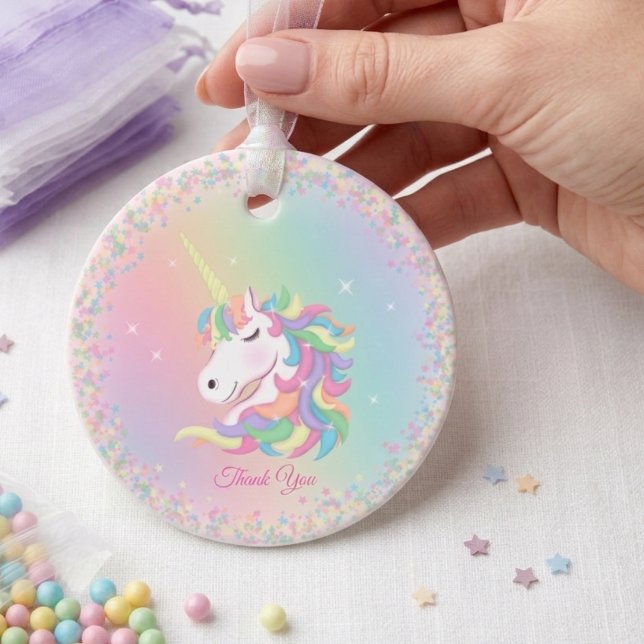 Étiquettes Cadeau Thank You Pastel Magical Unicorn Birthday (Créateur téléchargé)