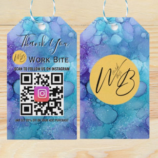 Étiquettes-cadeau Thank You Watercolor Business Instagram Qr Code 