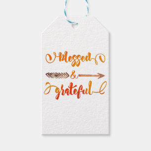 Étiquettes-cadeau thanksgiving béni et reconnaissant