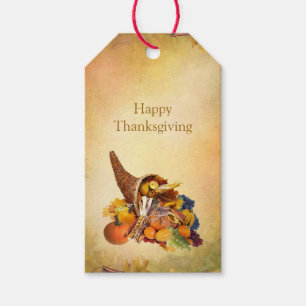 Étiquettes-cadeau Thanksgiving, corne d'abondance
