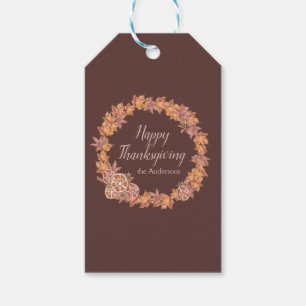 Étiquettes-cadeau Thanksgiving personnalisé Feuilles de chute d'aq