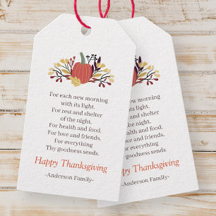 Étiquettes-cadeau Thanksgiving Poem Pays Russe Citrouille Bouquet