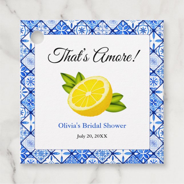 Étiquettes Cadeau That's Amore | Méditerranéen Lemon Fête de Mariage (Devant)