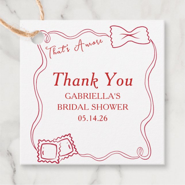 Étiquettes Cadeau That's Amore Remerciement pour une Baby Shower Ita (Devant)