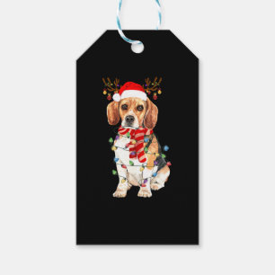 Étiquettes-cadeau The Beagle Christmas Reindeer Christmas Lights