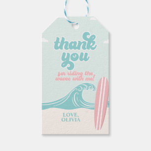 Étiquettes-cadeau The Big One PINK Surf Beach Merci